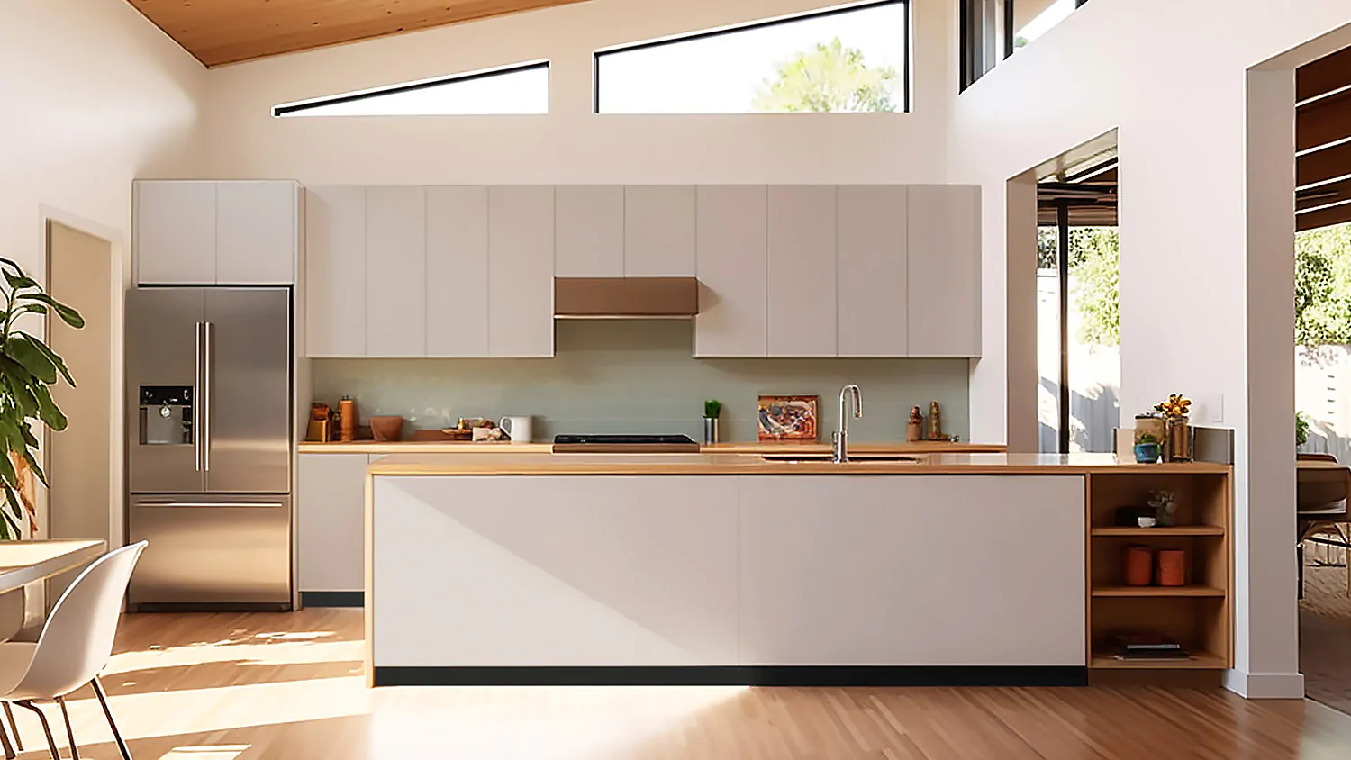 Beige wood cheap kitchen cabinets