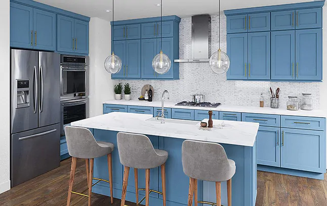 french-blue-shaker-cabinets