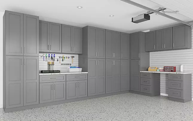 Grey Shaker Garage Cabinets